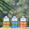 3 Pcs Crystal round Glass Jar Conatiner Glass Spice Jar Set. 