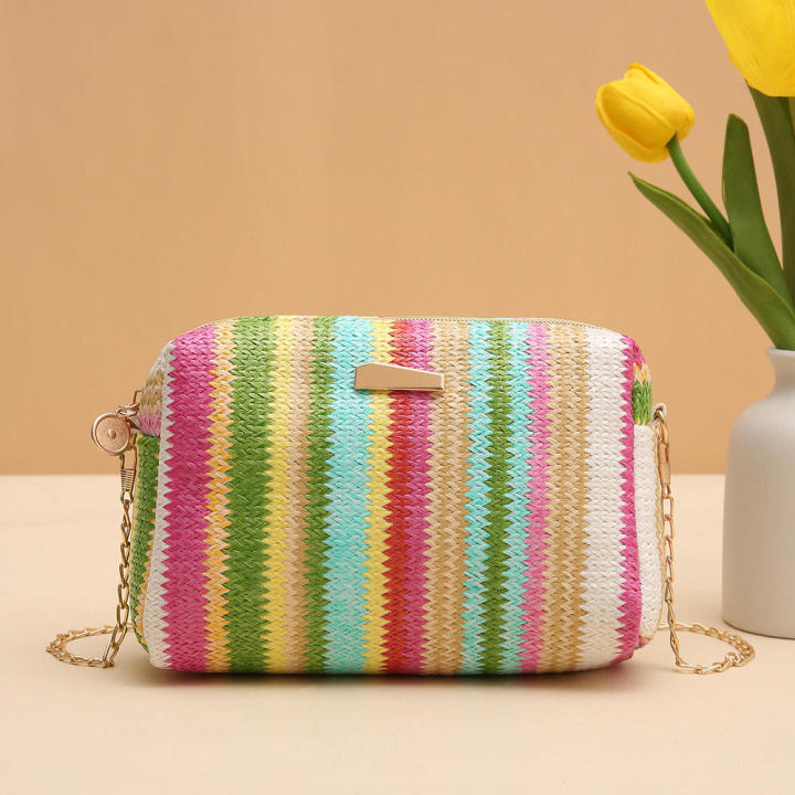 Straw Straw Bag Trendy Rattan Bag Beach Bag for Travel Shoulder Bag Women’s Accessory Beachwear Fashion Item