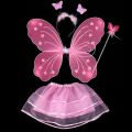 4Pcs/set Fairy Princess Kids Baby Girl Photo Costume Butterfly Wing Wand Headband Tutu Skirt Costume Clothes Set.