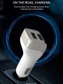 LVEIO LV-CC19 Universal Mini Aluminum Electric 2 USB Car Charger with Type-C Cable by starry. 
