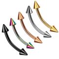 2pcs Stainless Steel Colorful Curved Barbell Double Spike Ball End Eyebrow Piercing Nose Rings Banana Barbell Piercing Jewelry. 