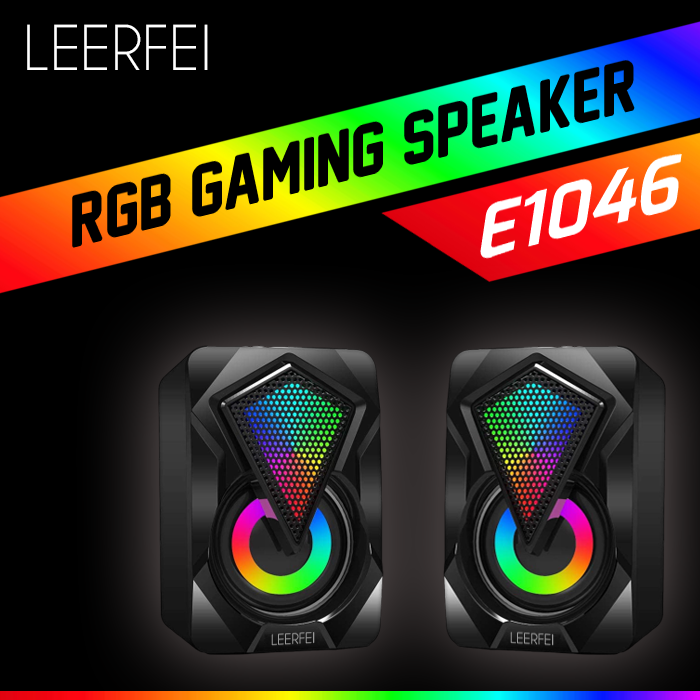RGB Gaming Speaker LEERFEI E1046 USB Speaker For PC Laptop Desktop Computer Compact Size Sound Box With Breathing LED Lights