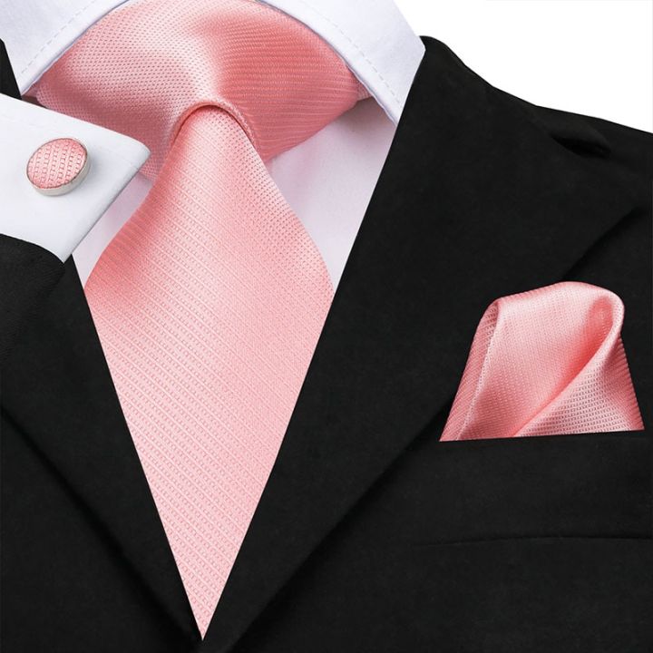 Hi-Tie%20100%25%20Silk%20Classic%20Men's%20Wedding%20Coral%20Pink%20Red%20Peach%20Tie%20Pocket%20Square%20Cufflinks%20Set%20Rose%20Ties%20for%20Men%20Solid%20Paisley%20Ties%20-%20Image%204