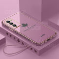 LECOMES for Tecno Camon 18/Camon 18T/Camon 18P Back Cover + Free Lanyard Luxury 6D Plating Shiny Maple Leaf Protective Case Square Bumper Soft Silicone Mobile Phone Cases. 