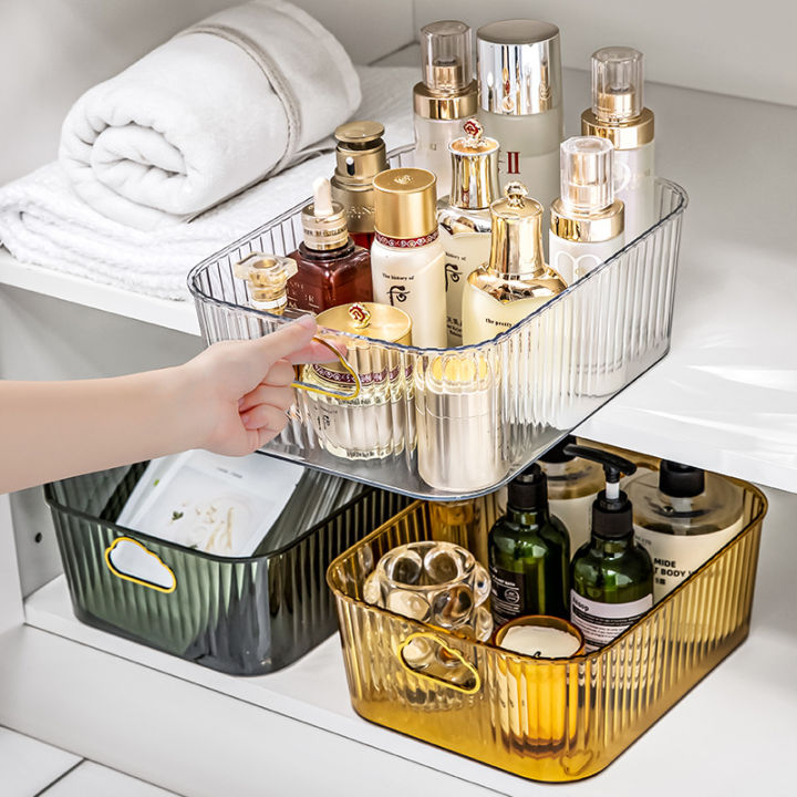 Transparent thickened storage basket home daily cosmetics storage basket seasoning box storage frame desktop sundries storage rack