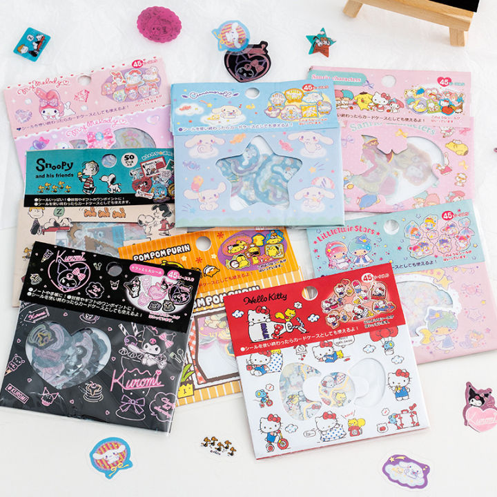 Hello Kitty Cute DIY Hand Account PVC Transparent Bronzing Sticker Pack Stickers GJCUTE