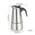 300ml 6-Cup Stainless Steel Espresso Percolator Coffee Stovetop Maker Mocha Pot for Use on Induction Cooker.