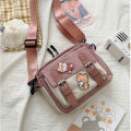 Crossbody Bag Female Cute Girl Canvas Bag Student Korean Version Shoulder Small Square Bag Multifunctional Woman Black Handbags.