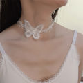 1/2Pcs Black/White Butterfly Lace Necklace Choker for Women Super Fairy Stereoscopic Butterfly Choker Fashion Accessories for Girls. 