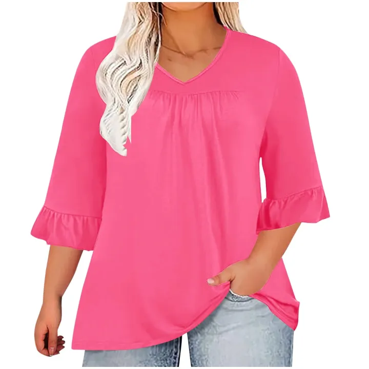 Fashionably%20Comforting:%20Women%E2%80%99s%20Plus%20Size%20Ruffle%20T-Shirt%20for%20All%20Occasions%20-%20Image%208