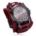 European and American cross-border jewelry manufacturers, retro domineering men's cowhide watches, double-layer hand-stitched punk bracelets.