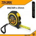 TOLSEN Measuring Tape 8M 26FT with Nylon Coated Blade Industrial TPR Handle 36005. 