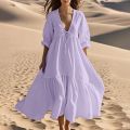 Breezy Cotton Linen A-Line Long Top Dress. 