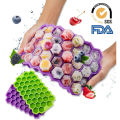 37 Cavities Honeycomb Shaped Stackable Durable Dishwasher Safe Silicone Ice Cube Tray Mold Maker With Lid. 