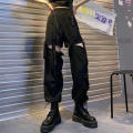 Women Pants Jogges 2023 Black High Waist Korean Female Loose Casual Detachable Straight Leg Streetwear Cargo Long Pants Woman. 