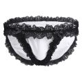 New Sissy Mens Solid Underwear Lace Brim Briefs Pouch Lingerie Bikini Bottom Soft Underpants Male Panties Gays Clothescosplay. 