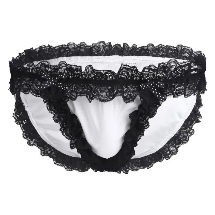 New%20Sissy%20Mens%20Solid%20Underwear%20Lace%20Brim%20Briefs%20Pouch%20Lingerie%20Bikini%20Bottom%20Soft%20Underpants%20Male%20Panties%20Gays%20Clothescosplay%20-%20Image%203