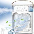 USB Air Cooler Fan 3 in 1 Mini Portable Fan Humidifier with 7 Colors LED Light Air Cooler 600ml Water Tank Air Cooling FanThis is NOT a rechargeable fan.