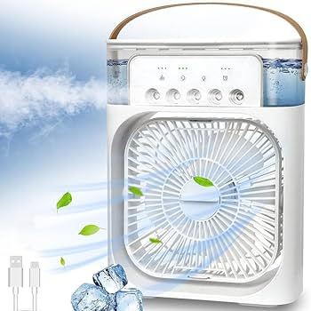 USB Air Cooler Fan 3 in 1 Mini Portable Fan Humidifier with 7 Colors LED Light Air Cooler 600ml Water Tank Air Cooling FanThis is NOT a rechargeable fan