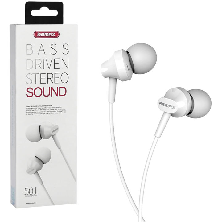 Remax RM 501 In Ear Earphone Stereo Headphone White | Daraz.com.bd
