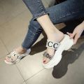 2021 New Summer Fashion Women Wedges Sandals Beach Casual Woman Platform Open Toe Shoes Ladies All-match Rhinestone Sandals. 