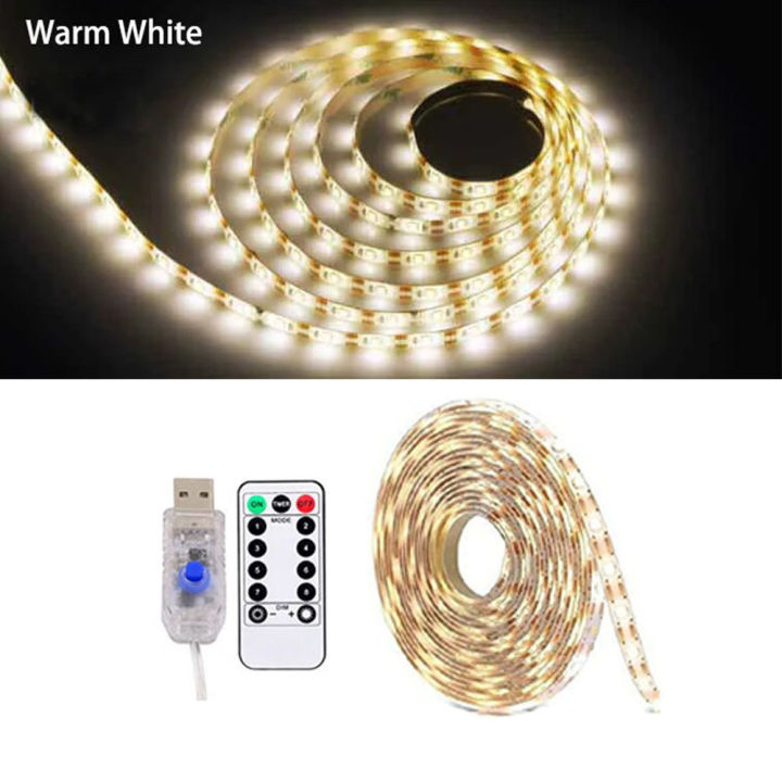 Led Timer Strip 8 Modes USB Led Strip Lights with Remote Warm White Dimmable Timer Self ...