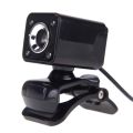 A862 360 Degree Rotatable 480P WebCam USB Wire Camera with Microphone y 4 LED lights for Desktop Skype Computer PC Laptop, Cable Length: 1.4m.