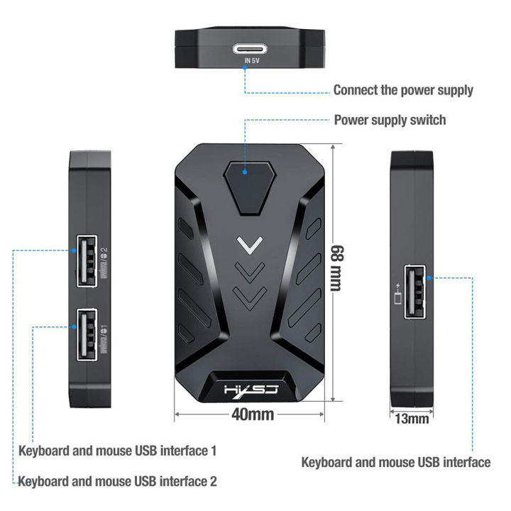 HXSJ%20P8%20Wired%20Keyboard%20Mouse%20Converter%20Portable%20Mobile%20Game%20Keyboard%20and%20Mouse%20Adapter%20with%203%20USB%20Ports%20for%20Android%20System%20-%20Image%204