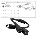 S-video Mini DIN 6-pin Splitter Y Adapter 1 male 2 female Cable 6pin PS/2 PS2 Data Cable to Keyboard and Mouse Interface.