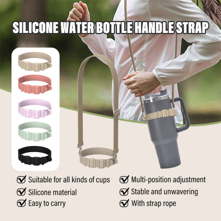 Water Bottle Handle Water Bottle Sling Carrier Holder With Strap Soft Durable Silicone Fits Stanley Cup Conbo