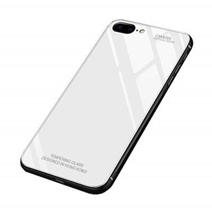 Luxury Back Cover Glass Case For iPhone 8 Plus - White - Phone Back Cover