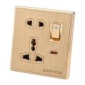 Super Star Glamour 13A 5 Pin Multi Function Combined Socket with Switch 5Pin Electrical Wall Outlet with Indicator.