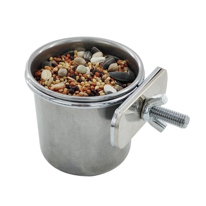 【Upgrade Your Style】 Pet Birds Hanging Cage Bowl Dish Anti-turnover Stainless Feeding Food Feeder Parakeet Lovebird
