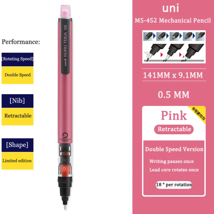 UNI%20Mechanical%20Pencil%20M5-452%20Rotation%200.5MM%20Retractable%20Lead%20Automatic%20Pencil%20Kuru%20Toga%20Student%20Sketch%20Drawing%20Writing%20Art%20Suppl%20-%20Image%207