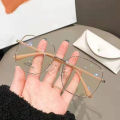 2023 New Eyeglasses: Popular European and American Women's Anti Blue Light Glasses Alloy Frame with Plain Face Fashion Matching Flat Light Glasses.