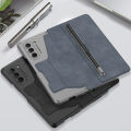 MOBICASE For Samsung Galaxy Z Fold 3 Fold 4 Fold 5 5G Back Cover Leather Pen Holder Armor Case Back Protection Hard Cover Leather Cover Case. 