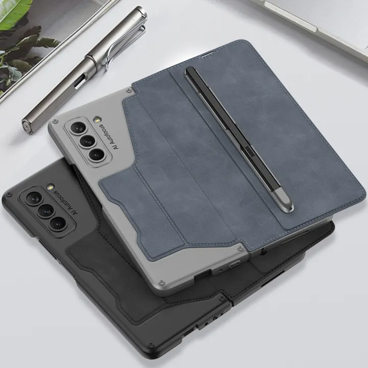 MOBICASE%20For%20Samsung%20Galaxy%20Z%20Fold%203%20Fold%204%20Fold%205%205G%20Back%20Cover%20Leather%20Pen%20Holder%20Armor%20Case%20Back%20Protection%20Hard%20Cover%20Leather%20Cover%20Case%20-%20Image%206