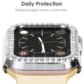 Diamond Cover+Glass for Apple Watch SE Series 7 6 4 3 5 2 Bling Case For Iwatch 41 45mm 38 42mm 40 44mm Women Watch Accessories. 