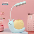Led Desk Lamp Cute Snail USB Charging Lamp Kids Bedside Night Light Bright Eye Protection Reading Lamp with Pen Organizer. 