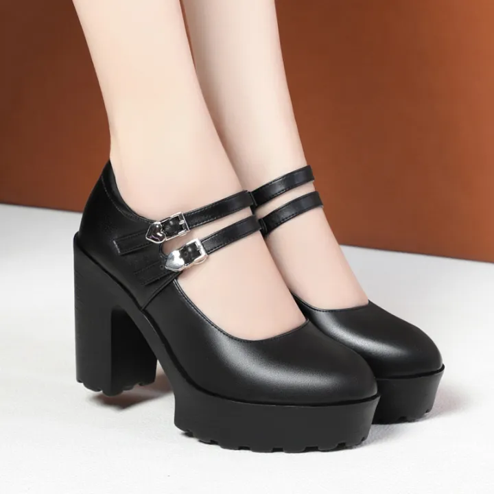 Spring%20Vintage%20Soft%20Leather%20Mary%20Jane%20Women's%20Platform%20Shoes%202024%20Block%20High%20Heel%20Comfort%20Office%20Model%20Mom%20Single%20Shoes%20-%20Image%204