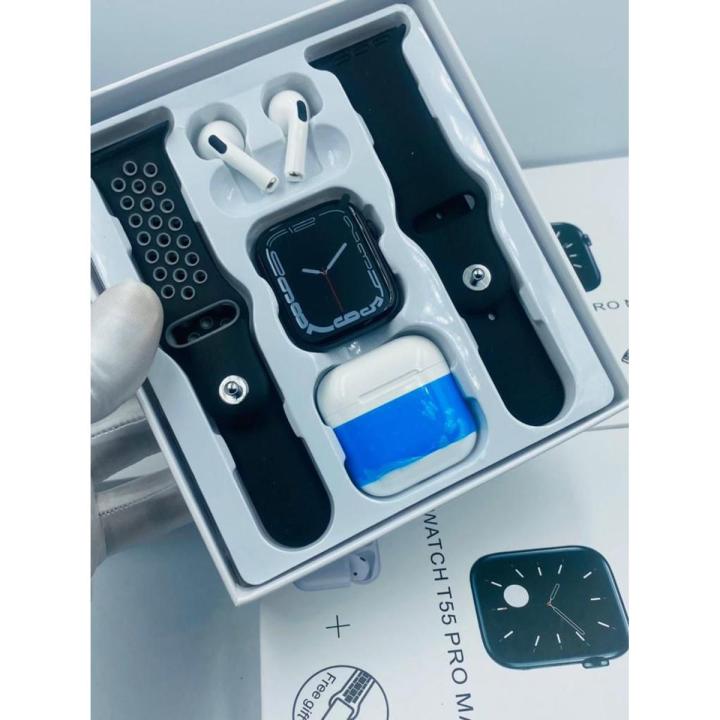 T55 PRO MAX Smart Watch With bluetooth Headphone And Dual Strap Calling Smartwatch