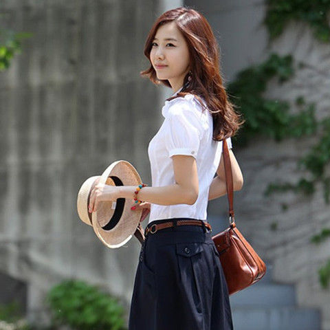 SummerVCollar%20Business%20Shirt%20Women's%20Formal%20Wear%20Short-Sleeved%20Women's%20Shirt%20Workwear%20Women's%20Korean-Style%20White-Collar%20Workwear%20White%20Shirt%20-%20Image%205