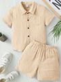 Children’s Young Boy  Toddlers Nice Clothes Button Front Shirt & Shorts for Kids. 