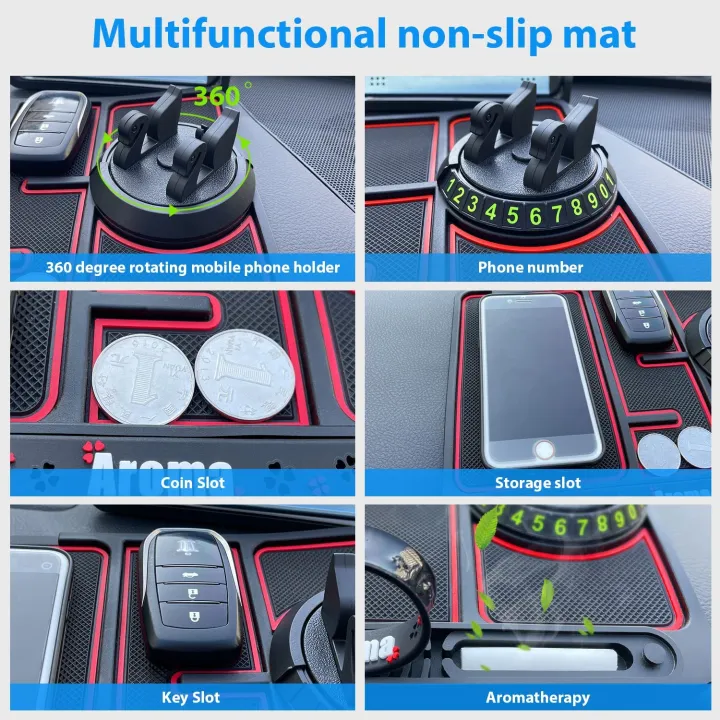 Car%20Dashboard%20Multifunctional%20Non%20Slip%20Anti%20Skid%20PVC%20Pad%20Mat%20with%20Mount%20Phone%20Holder%20-%20Image%203