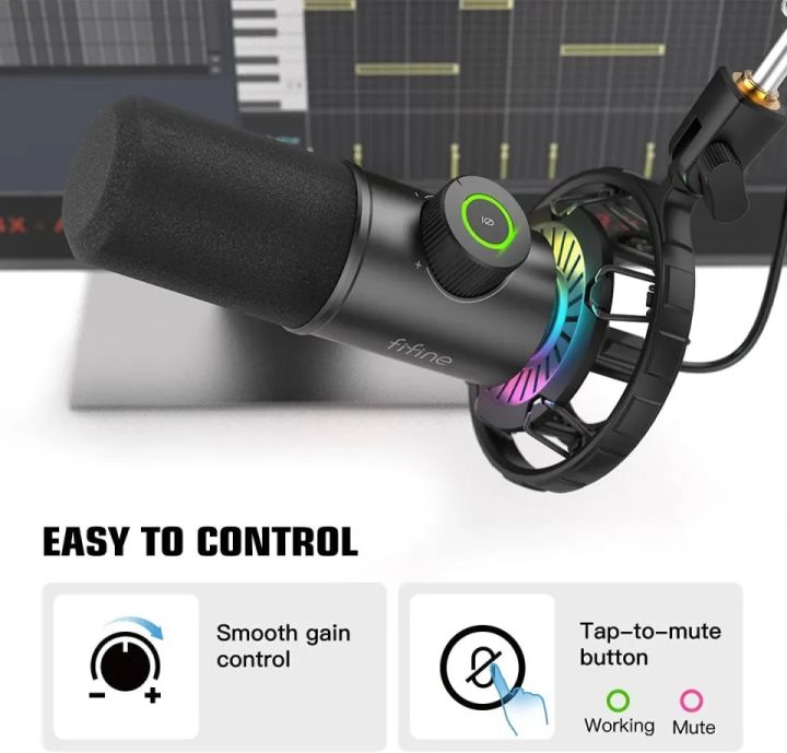 FIFINE%20K658%20USB%20Dynamic%20Cardioid%20Podcast%20Microphone%20with%20A%20Live%20Monitoring,%20Gain%20Control,%20Mute%20Button%20-%20Image%205