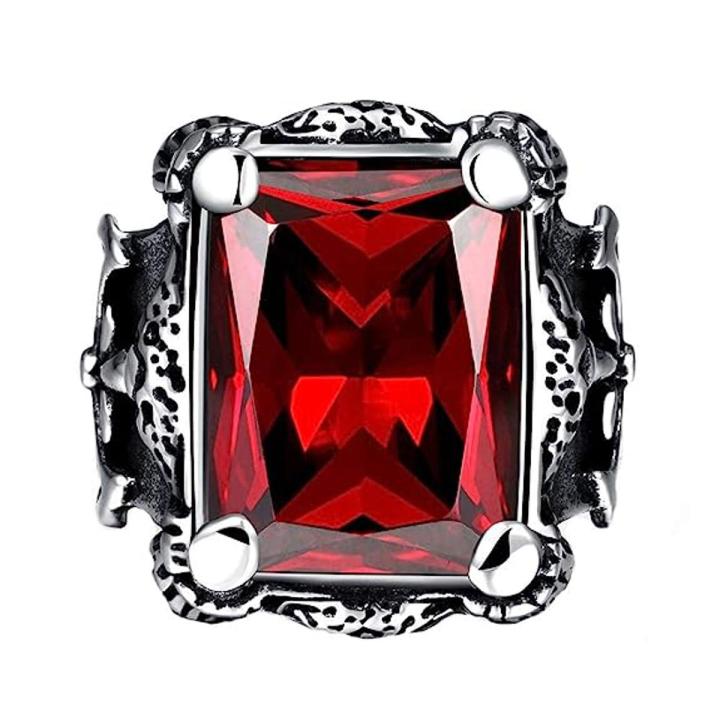Yellow Chimes Ring for Men Red Danger Square Shape Stainless Steel Hard Silver Ring for Men and Boys. Metal No Gemstone