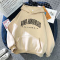 Wholesale autumn and winter sweatshirt women's velvet hooded pullover loose print large size thin fleece jacket ins tide women.