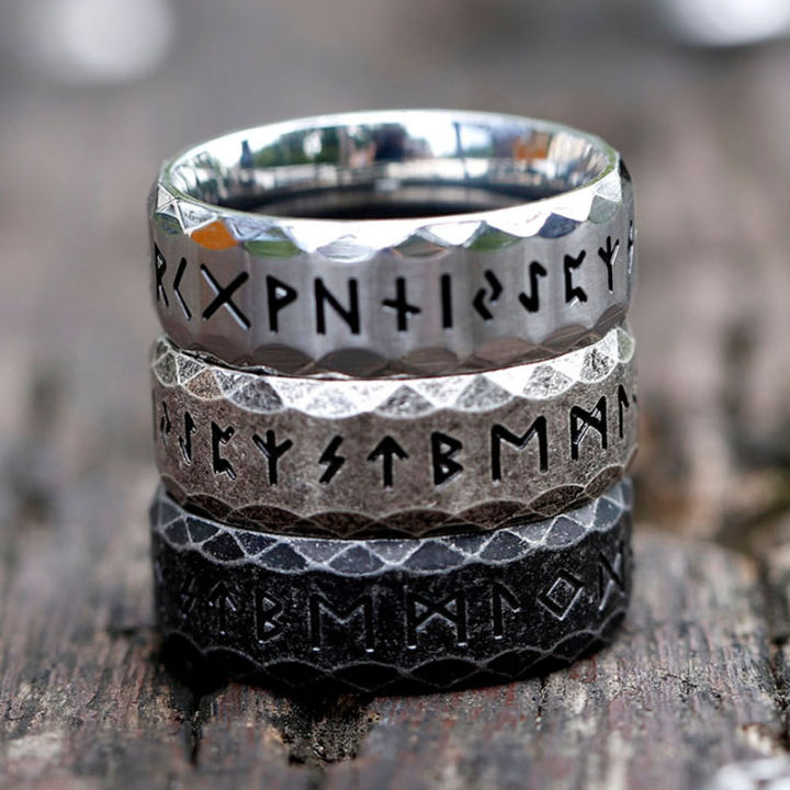 Nordic Retro Rune Ring For Men Women Simple 316L Stainless Steel Odin ...