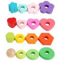 Cute Baby Kids 4-Column Geometric Blocks Stacking Shape Matching Puzzle Game Education Study Toy.