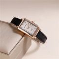 fashion rectangle dial quartz women leather watch. 